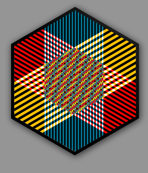 Цветовая самоорганизация в гексагоне, 2012. Цифровая печать по композиту.jpg